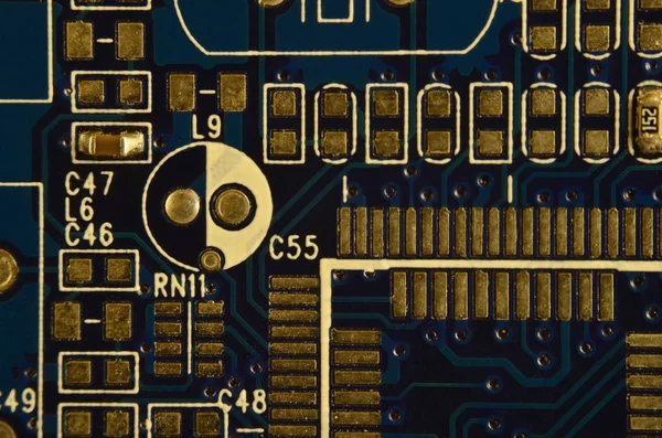 Primer Plano Placa Circuito Antecedentes Tecnología Abstracta — Foto de Stock