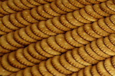 Closeup arka plan çok tuzlu kraker yuvarlak