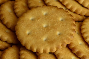 Closeup arka plan çok tuzlu kraker yuvarlak