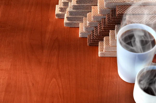 Tasse à café et gaufres — Photo