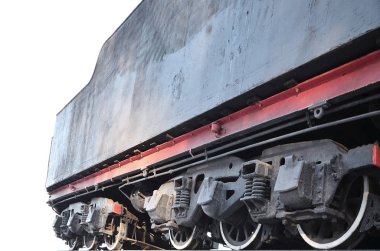 Bir eski SSCB yük vagon siyah jantlar. Eski bir Sovyet demiryolu konteyner jantlar