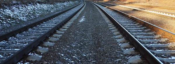 Detalles del ferrocarril de invierno — Foto de Stock