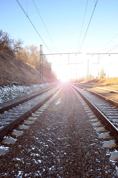 Zimní krajina železnice — Stock fotografie