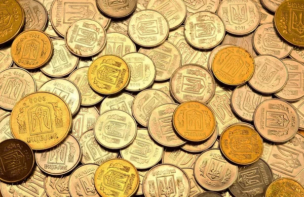 Велику Купу Монети Українським Банком Український Тип Монети Копійка Концепція — стокове фото