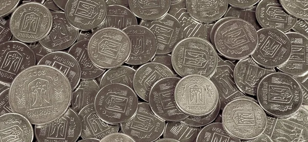 Velká Hromada Mincí Ukrajinské Banky Ukrajinská Typ Mince Kopeck Koncept — Stock fotografie
