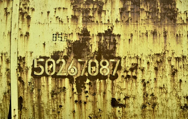 Rezavé Kovové Textury Poškrábaný Povrch Stará Malovaná Kovovou Zeď Loupání — Stock fotografie