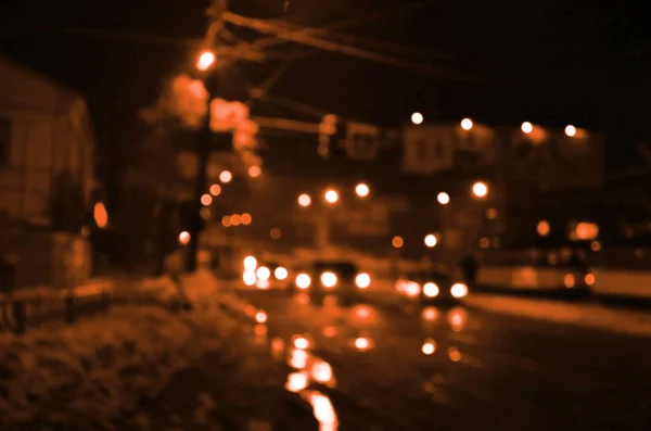 Paisaje borroso de la ciudad nocturna — Foto de Stock