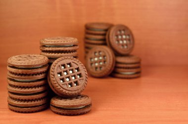 Sandviç Bisküvi doldurarak vanilya ve yuvarlak