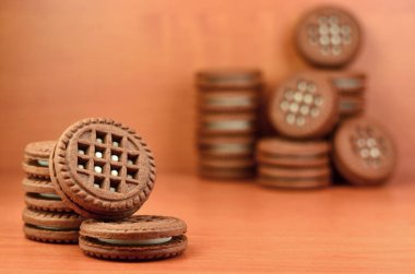 Sandviç Bisküvi doldurarak vanilya ve yuvarlak