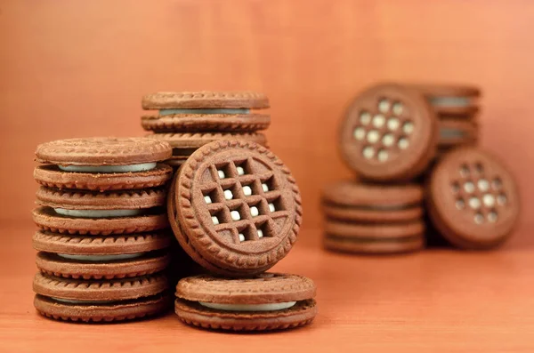 Sendvič kulaté sušenky s vanilkovou náplní — Stock fotografie