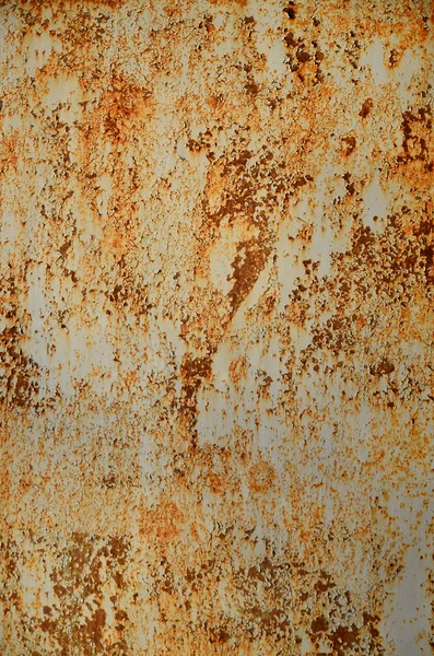 Rezavé Kovové Textury Poškrábaný Povrch Stará Malovaná Kovovou Zeď Loupání — Stock fotografie