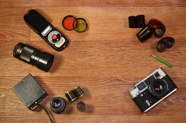 Stillleben mit alten Fotoapparaten — Stockfoto