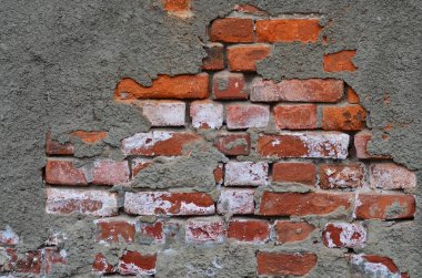 Kırık çimento gerginlik ile tuğla duvar