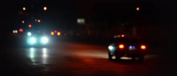 Nachten Lichten Van Grote Stad Wazig Nacht Laan Met Bokeh — Stockfoto