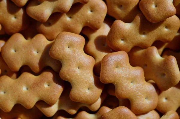 Huge Bunch Salted Biscuits Small Sizes Close Macro Shot Large — Stock Photo, Image