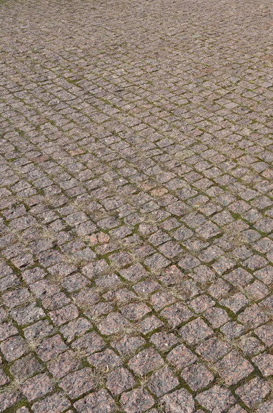Large Area Laid Out Paving Stone Perspective Detailed Photo Paving — Stock Photo, Image