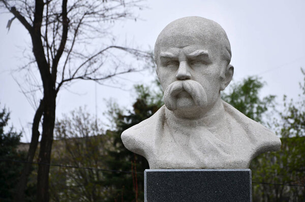 PAVLOGRAD, UKRAINE - April 17, 2017: Monument of Taras Shevchenko, Ukrainian poet, writer, artist, public and political figure, as well as folklore and ethnography