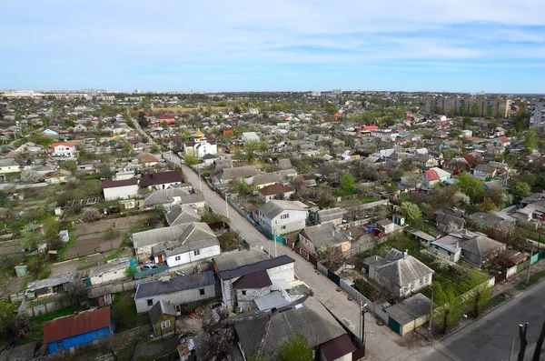 Paisagem Distrito Industrial Cidade Kharkov Visão Olho Pássaro Muitas Casas — Fotografia de Stock