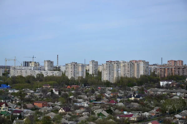 Paisaje Distrito Industrial Ciudad Jarkov Desde Vista Pájaro Montón Casas — Foto de Stock