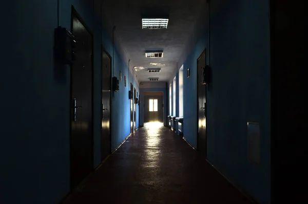 Gloomy Corridor Neglected Public Building Public Space Poor Residential High — Stock Photo, Image