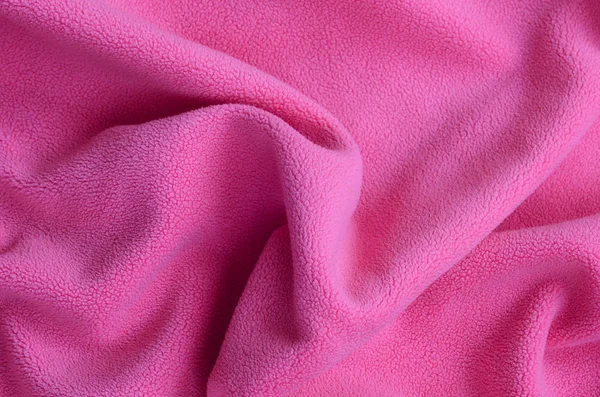 Koc Tkanina Furry Różowy Polar Tło Światło Różowe Pluszowe Polarem — Zdjęcie stockowe