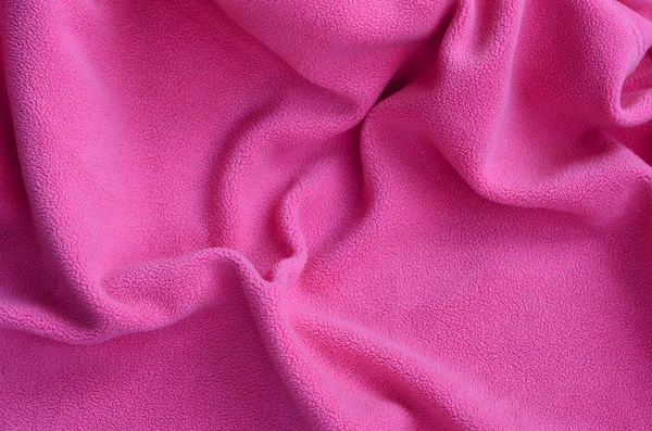 Cobertor Tecido Rosa Peludo Fundo Luz Rosa Macio Material Pelúcia — Fotografia de Stock