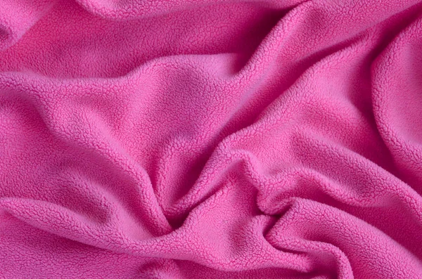 Cobertor Tecido Rosa Peludo Fundo Luz Rosa Macio Material Pelúcia — Fotografia de Stock