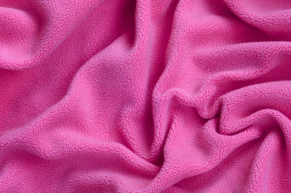 Cobertor Tecido Rosa Peludo Fundo Luz Rosa Macio Material Pelúcia — Fotografia de Stock