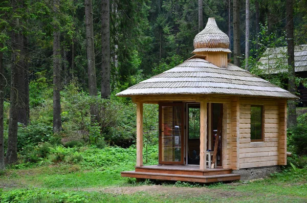 Litet Naturliga Hus Som Byggd Trä Byggnaden Belägen Skogen — Stockfoto