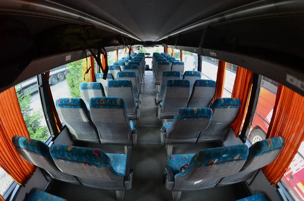 Interior Tourist Bus Excursions Long Trips Lot Free Seats Places — Stock Photo, Image