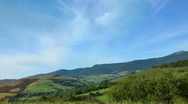 カルパチア山脈 ウクライナにおける山岳地帯のフラグメント カルパティア山脈のレリーフに森はゆるされる — ストック写真