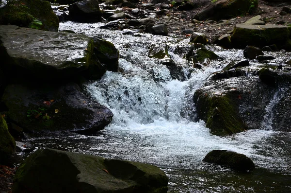 Close Image Small Wild Waterfall Form Short Streams Water Mountain Stock Picture