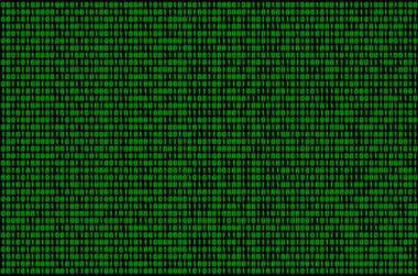 Görüntü bulanık bir ikili kod siyah bir zemin üzerine yeşil sayılar kümesinden oluşur