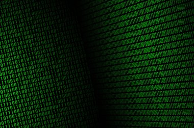 Siyah bir zemin üzerine yeşil rakamlar bir dizi ikili kod görüntüsünü oluşan