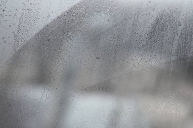 Pencere cam yoğuşma veya buhar sonra ağır yağmur, doku veya arka plan görüntü
