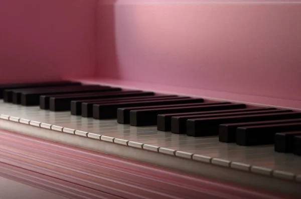 Primer Plano Del Teclado Piano Rosa Conjunto Botones Blanco Negro — Foto de Stock