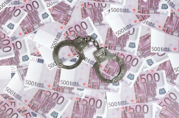 Handfängsel Fem Hundra Euro Bakgrund Ekonomisk Brottslighet Smutsiga Pengar Och — Stockfoto
