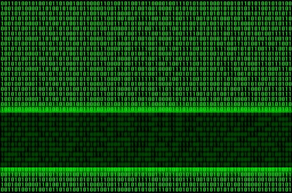 An image of a binary code made up of a set of green digits on a black background. Copy space