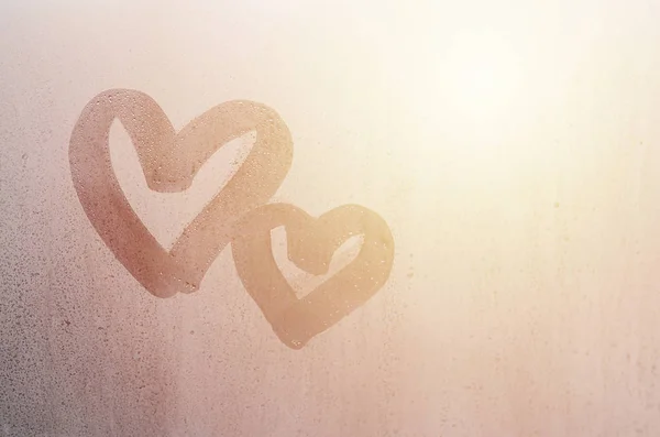 Пара Абстрактних Розмиті Любов Серця Символ Намальовані Від Руки Мокрій — стокове фото