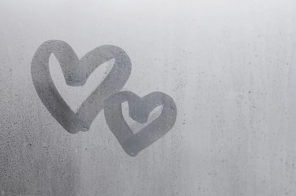 Пара Абстрактних Розмиті Любов Серця Символ Намальовані Від Руки Мокрій — стокове фото