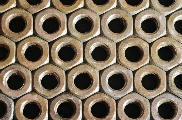 Closeup Ενός Σωρού Των Σκουριασμένο Ξηρούς Καρπούς Ρετρό Βιομηχανικό Έννοια — Φωτογραφία Αρχείου