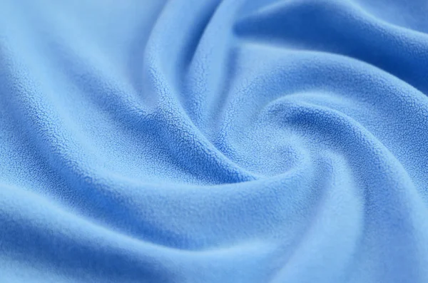 Deken Van Harige Blauw Fleece Stof Een Achtergrond Van Lichte — Stockfoto