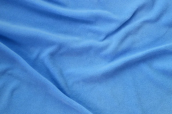 Cobertor Tecido Azul Peludo Fundo Luz Azul Macio Material Pelúcia — Fotografia de Stock