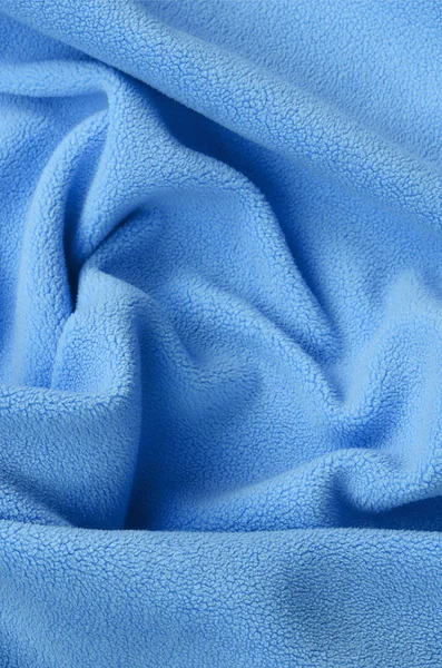 Deken Van Harige Blauw Fleece Stof Een Achtergrond Van Lichte — Stockfoto