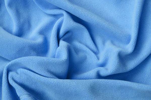 Deken Van Harige Blauw Fleece Stof Een Achtergrond Van Lichte — Stockfoto