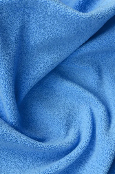 Cobertor Tecido Azul Peludo Fundo Luz Azul Macio Material Pelúcia — Fotografia de Stock