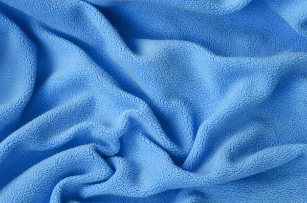 Cobertor Tecido Azul Peludo Fundo Luz Azul Macio Material Pelúcia — Fotografia de Stock