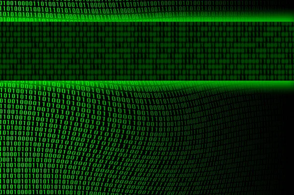 Image Corrupted Distorted Binary Code Made Set Green Digits Black — Stock Photo, Image