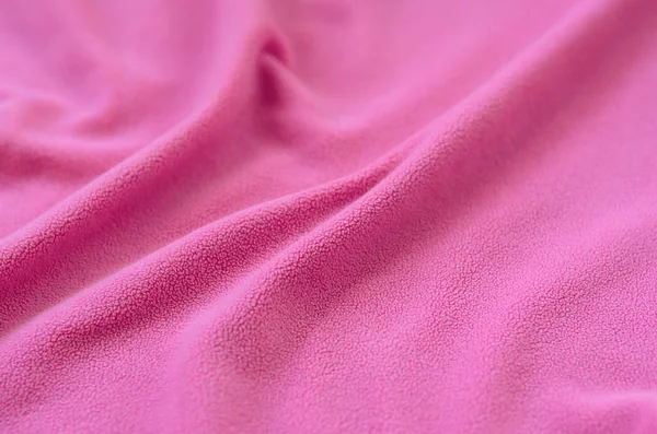 Cobertor Tecido Rosa Peludo Fundo Luz Rosa Macio Material Pelúcia — Fotografia de Stock