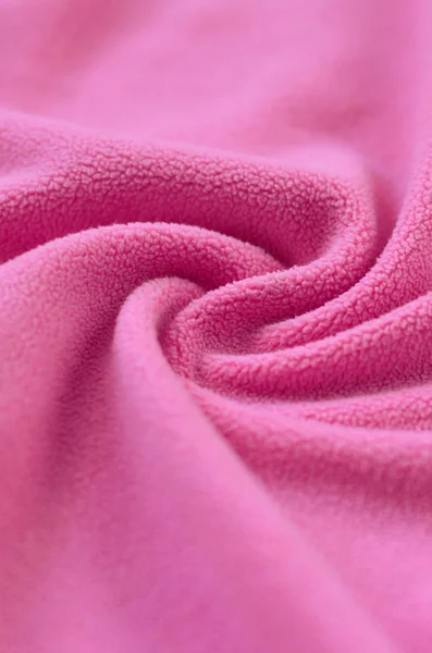 Cobertor Tecido Rosa Peludo Fundo Luz Rosa Macio Material Pelúcia — Fotografia de Stock